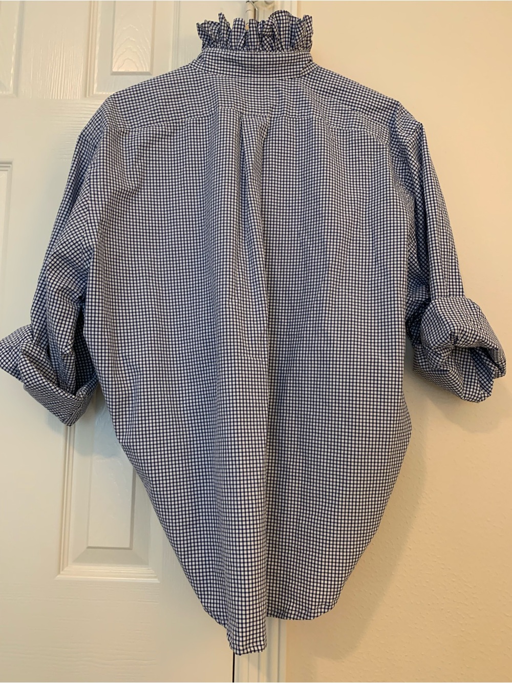 Ralph Lauren Navy and White Gingham Button-Down Shirt with Red Pony - Picture 2 of 7